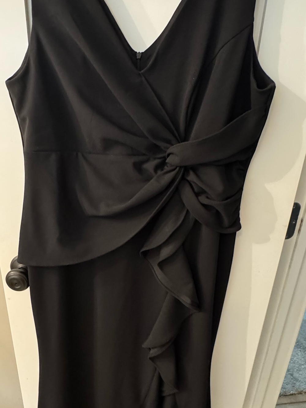 NWT FQA Black Formal Midi Dress XL Ruffle Front Cocktail Wedding